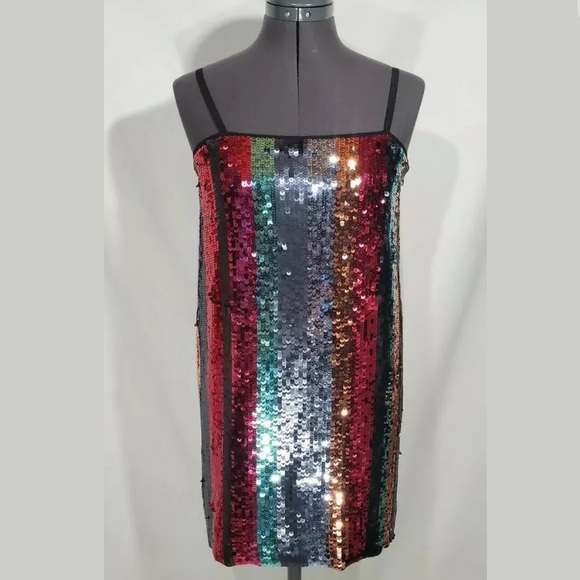 Tanya Taylor Erykah Sequin Stripe Rainbow Dress Taylor Swift Showgirl - Picture 2 of 8